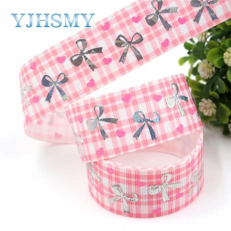 I-19326-778 YJHSMY I-19326-770 25 мм 10 ярдов лазерный серебряный милый мультфильм любовь напечатаны корсажная лента DIY ручной работы головные уборы свадебный подарок обёрточная бумага - Цвет: I-19326-778