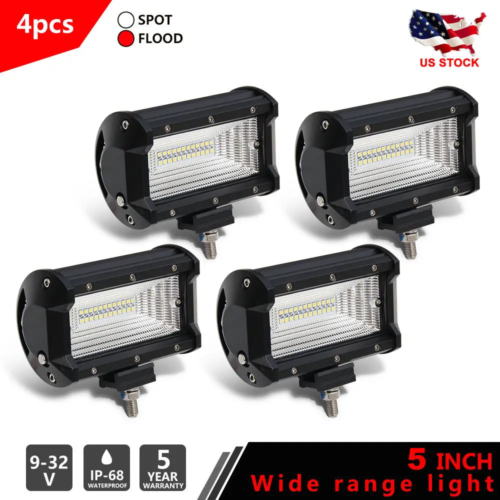 

CO LIGHT 4PCS Led Work Light 12V 72W 5 Inch Flood Auto Led Driving Light for Offroad ATV Uaz Jeep Lada VW Ford Toyota Led Bar