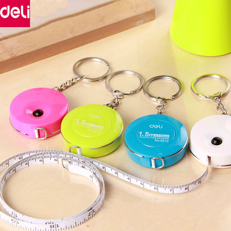 

Deli Mini Ruler with 1.5 Meters Long Flexible Cute Student Ruler Measuring Tool with Key Chain Office School Supplies(4 Colors)