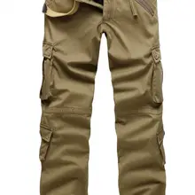 Зимние двухслойные мужские классические брюки карго, теплые толстые мешковатые брюки, хлопковые брюки для мужчин, мужские военные камуфляжные тактические брюки