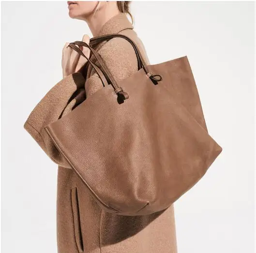 

2019 fashion split leather women's tote bag large capacity shopping bag multi use women's handbag
