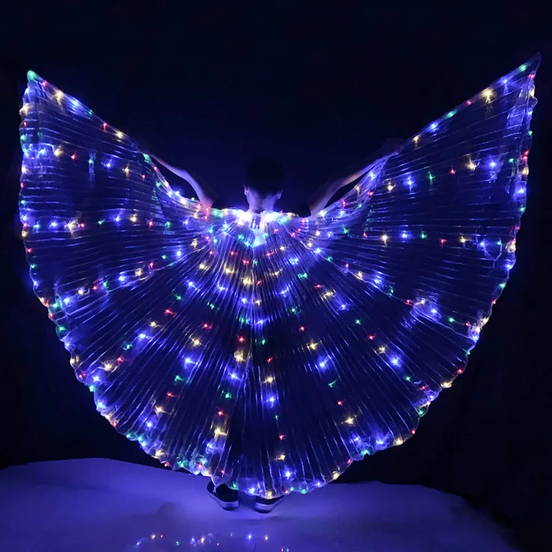 Красочные живота костюм для танцев светодиодный крылья танцевальные аксессуары девушки светодиодный крылья костюм светодиодный крылья бабочки с палкой - Цвет: Color D