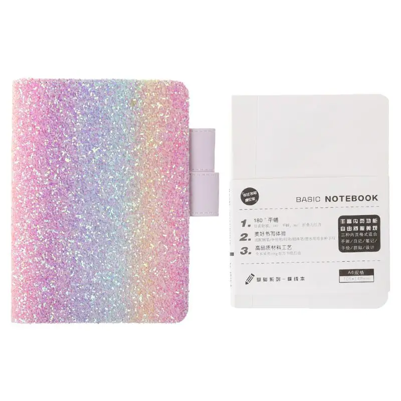 A6 Sequin Notebook Diary Weekly Planner Journal Agenda Organizer Travelers Faux Leather Cover Book - Цвет: Смешанный цвет