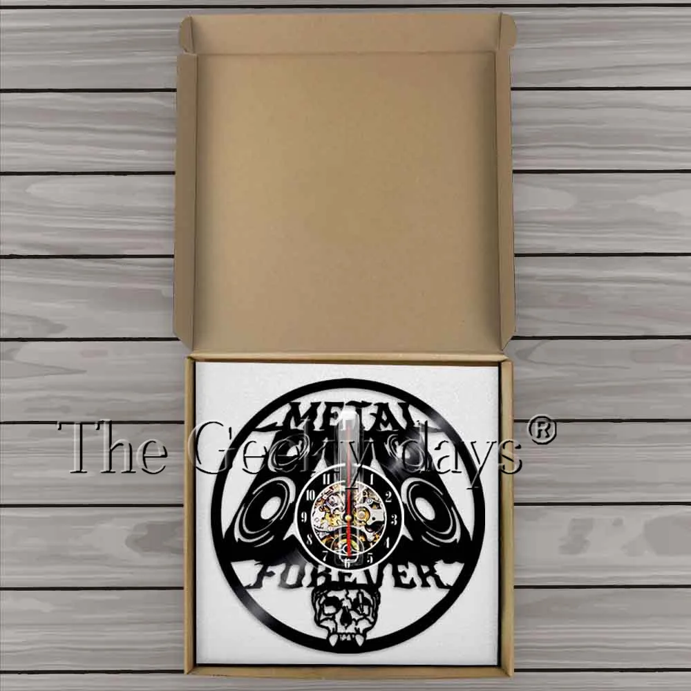 Тяжелый металл музыка виниловая наклейка на стену часы рок-н-ролл музыкальная студия череп настенный художественный Декор ручной работы настенные часы подарок для нее