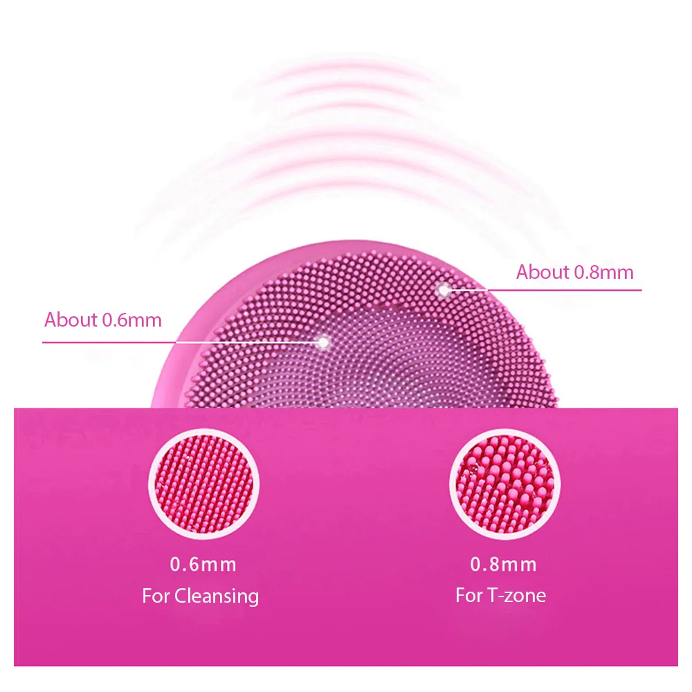 Электрическая силиконовая щетка для очищения лица с пряжкой и кольцом, звуковая вибрационная Массажная перезаряжаемая умная звуковая Глубокое Очищающее Средство для красоты