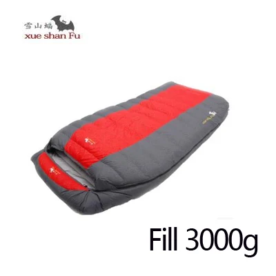Спальный мешок для кемпинга, зимний спальный мешок для взрослых, 2500 г, 3000 г, 3500 г, 4000 г, двойной спальный мешок на утином пуху для отдыха на природе и путешествий - Цвет: Red 3000g