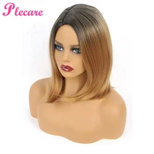 Plecare короткий парик «пучок» прямой синтетический парик Pruiken Косплей парики высокотемпературные термостойкие волокна волос женские парики