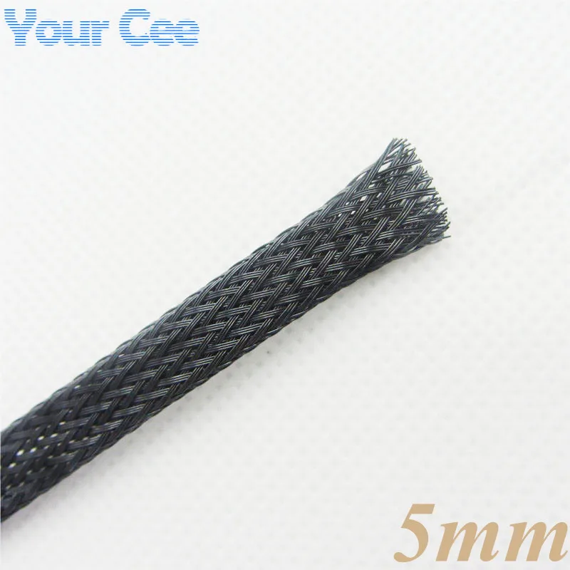 5mm 1M Shielding Sheathing Auto Wire Harnessing Black Nylon Braided