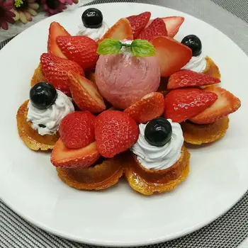 

Western food model ; Fake Belgium Chocolate Waffle Muffin Simulation Model Sample Window Ornaments Can Be Customized