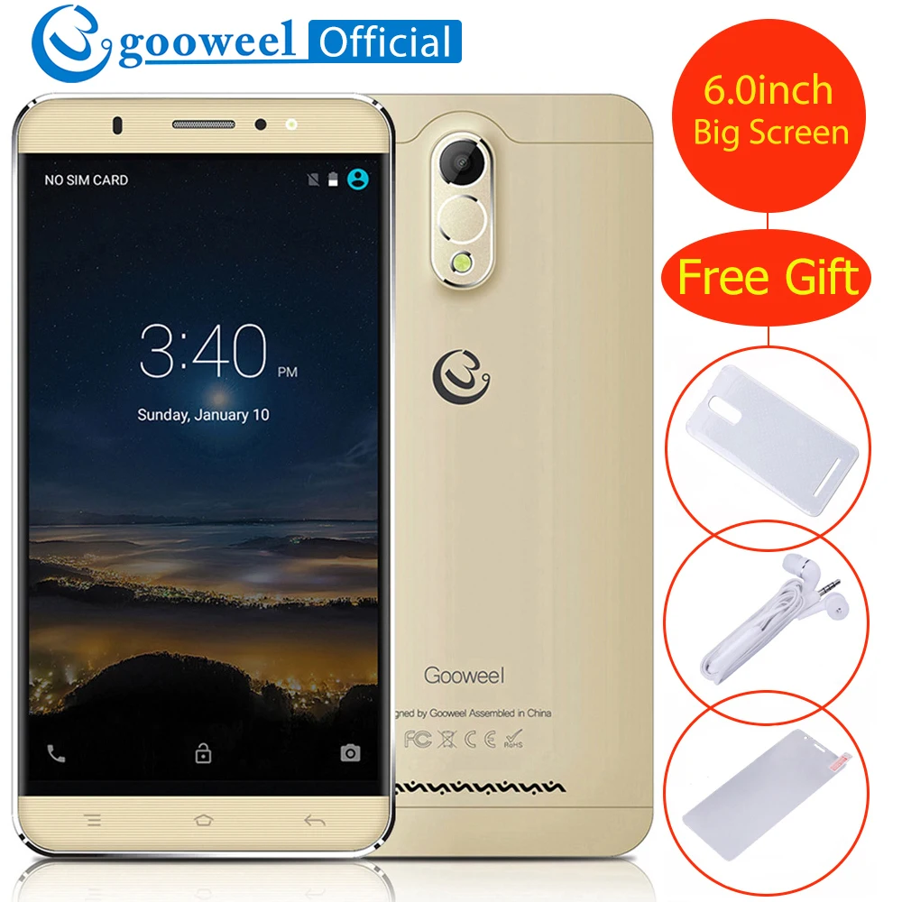 6 0 дюйма большой Экран Gooweel M3 мобильного телефона MTK6580 4 ядра мобильный телефон 3G