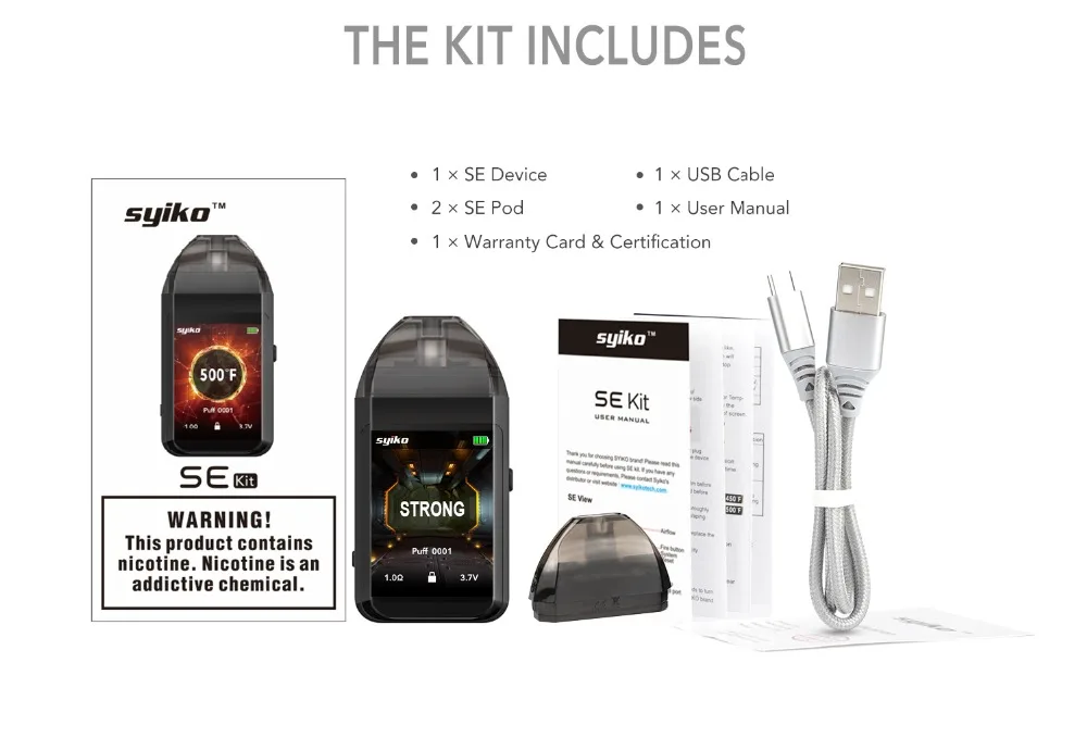 Updated Newest Portable Syiko SE Touch Pod kit 650mAh Built-in Battery Vape Electronic Cigarette 2ml Pod Vape kit VS Aspire AVP (1)