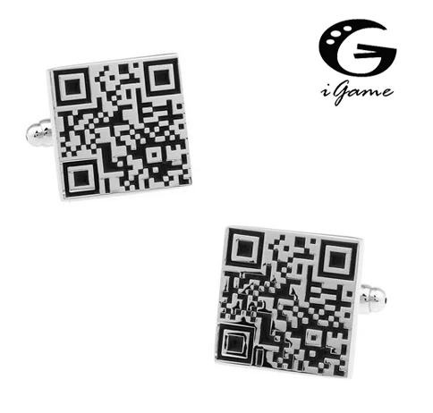 iGame Factory Price Retail QR Code Cuff links Copper Material Free Shipping groomsmen cufflinks