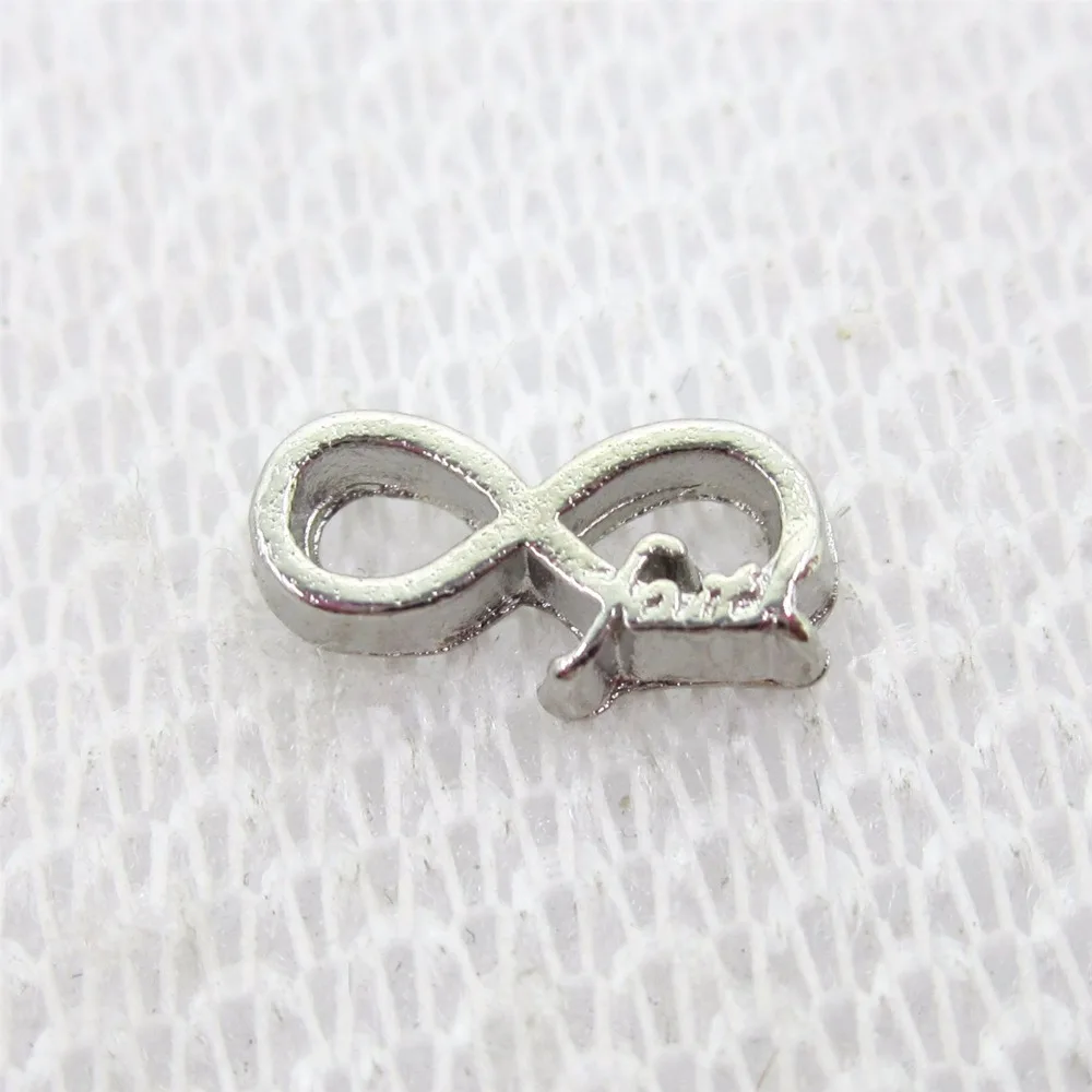 

50pcs/lot Silver Infinity Faith Floating Charms Living Glass Memory Lockets Floating Charm DIY Jewelry wholesale