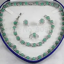 Натуральный Для женщин подарок ювелирные изделия WGP слово прекрасно кварц камень светло-зеленый камень Цепочки и ожерелья браслет серьги кольцо Ювелирные наборы AAA