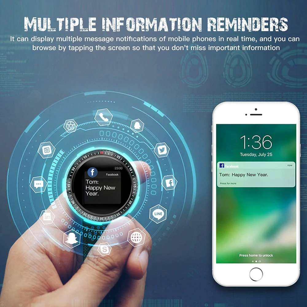 LEMFO T1 Smartwatch IP67 Waterproof Wearable Device Heart Rate Monitor Color Display Smart Watch For Android IOS 30 Days Standby