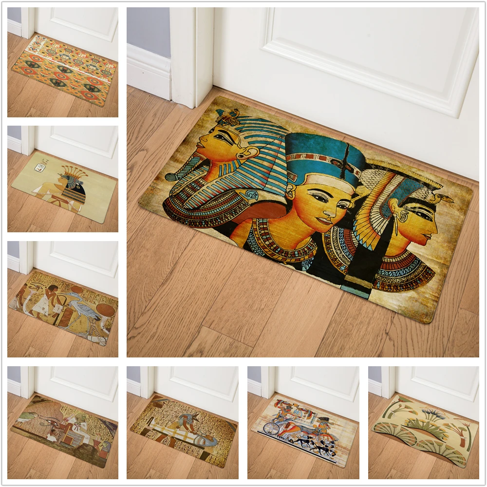 

Egyptian Characters Print Front Door Mat Kitchen Mat Living Room Corridor Outdoor Carpet Waterproof Non-slip Floor Mat 46x75cm