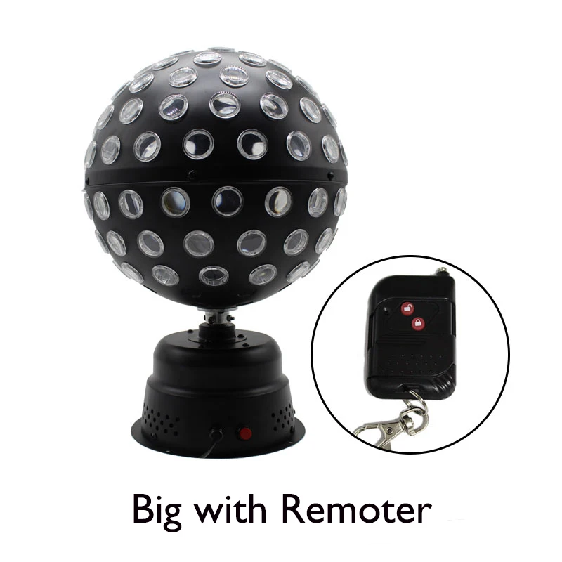 LED Stage Light Disco Ball Laser Multi-Colored Revolving Endless Rotating Light Music Control Party Light Black Metal Christmas - Color: big with remoter