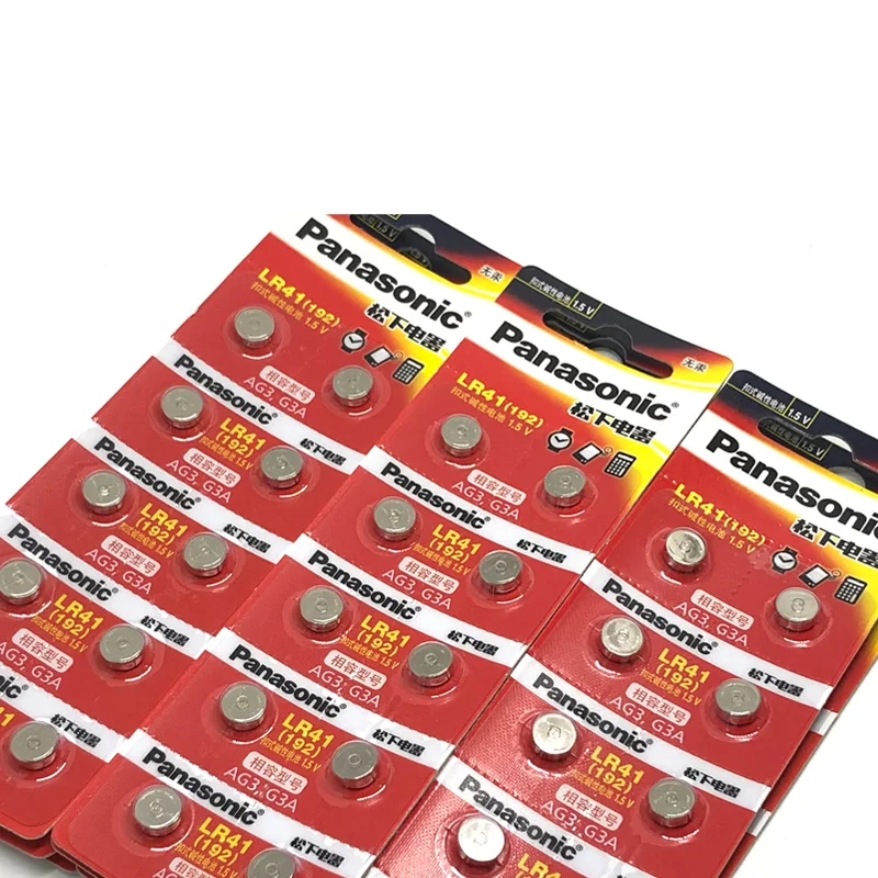 50pcs/lot 100% Original Panasonic LR41 Button Cell Battery SR41 AG3 G3A L736 192 392A Zn/MnO2 1.5V Lithium Coin Batteries LR 41