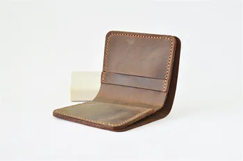 

ALAVCHNV mad horse leather short wallet vertical section men leather wallet 4 card position C06