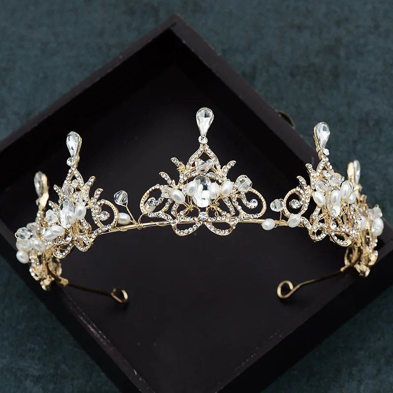 Барокко золото Bling Тиара с кристаллами для невесты короны принцесса пышный Выпускной горный хрусталь Тиара Свадебный ободок тиары головной убор