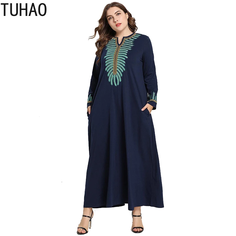 

TUHAO 2019 Large Size 4XL 3XL Women's Dress Vintage Maxi Long Retro Female Dresses Long Sleeve Autumn Winter Woman Dresses LZ16