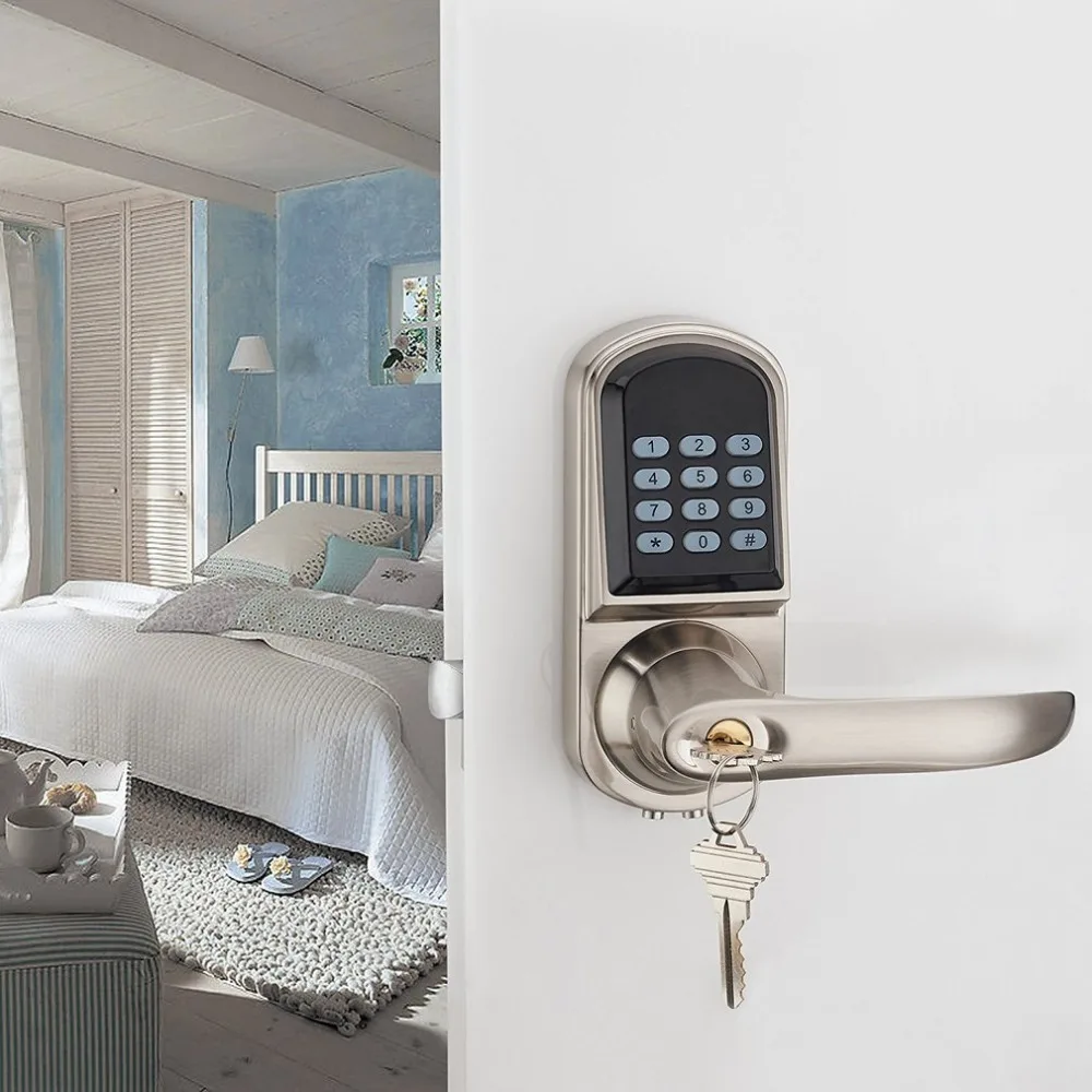 

OS8015MF Electronic Keyless Deadbolt Door Lock Unlock with Code MI-fare Cards Mechanical Key Security Lock System