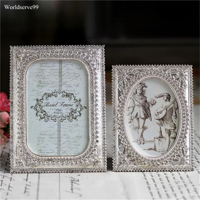 5inch 6inch Rhinestone Crystal Wedding Photo Frames Metal Alloy Picture