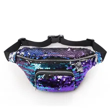Женская поясная сумка высокого качества, двухцветные блестки сумка для талии, телефона, путешествий, удобная сумка, многофункциональные поясные сумки