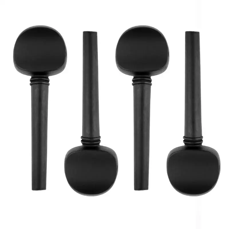 

4pcs 4/4-3/4 Wooden Ebony Cello Pegs Black Shaft Handle Musical Instruments Solid Wood Cello Accessories Tool