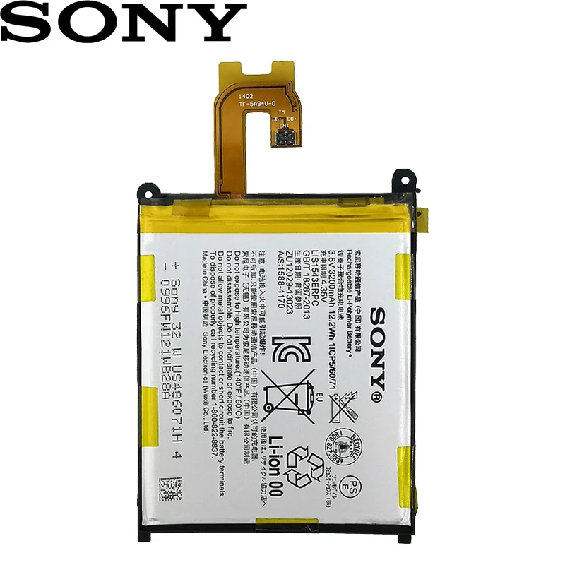 Sony 100% Original 3200mAh LIS1543ERPC Battery For SONY Xperia Z2 L50w Sirius SO-03 D6503 D6502 Phone High Quality Battery