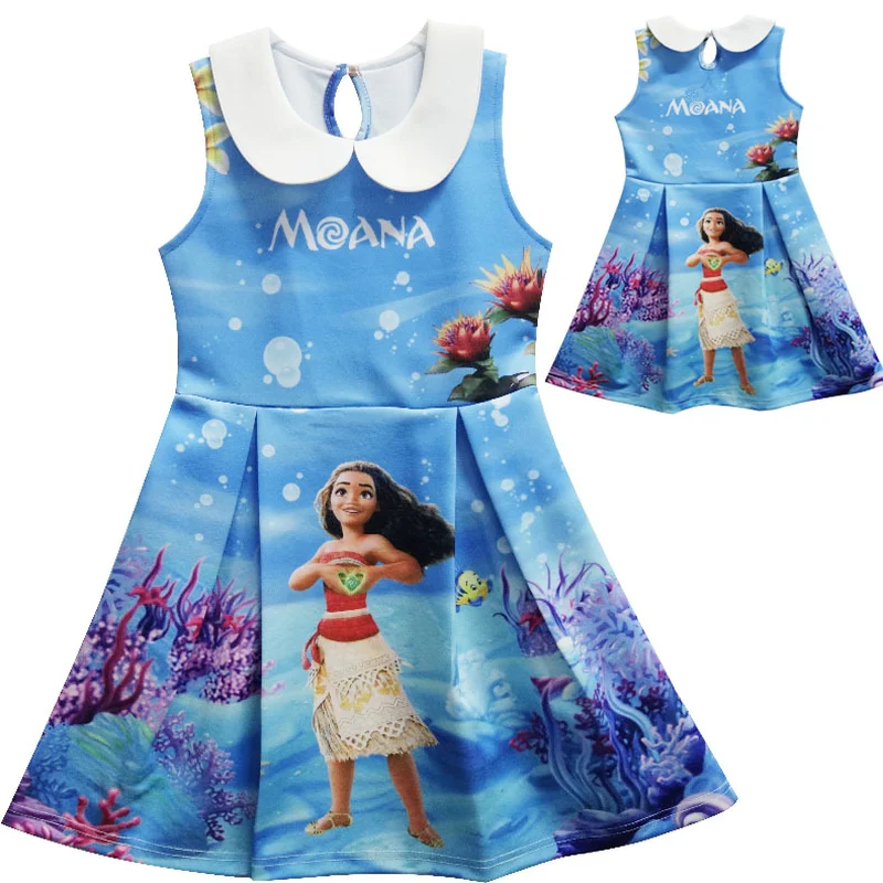 

Summer Girls DressFor Kids Girls Moana Party Princess Dress leeveless Cartoon Kids Clothes Girls Dress Children's Costume