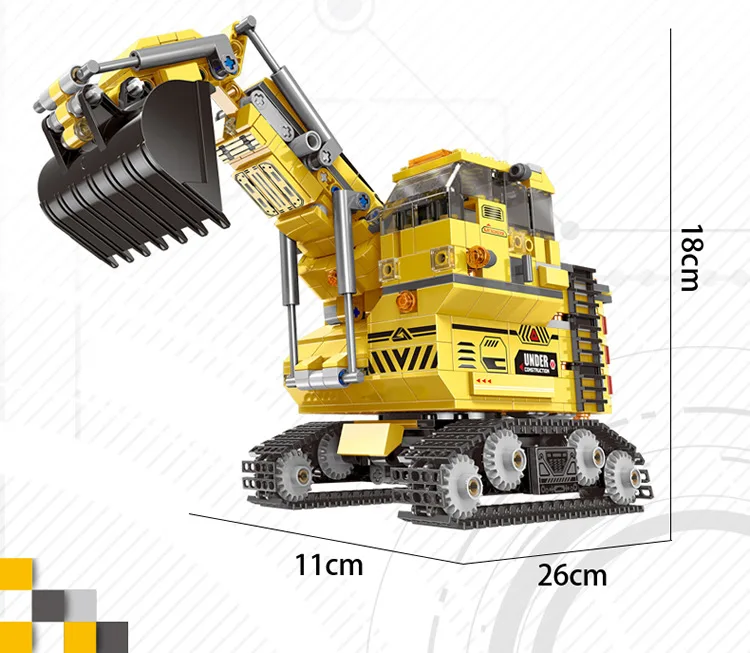 Горячий город 8in2 инженерный автомобиль гигантский экскаватор строительный блок DIY самосвал грузовик бульдозер трактор подвесной башня из кубиков игрушки