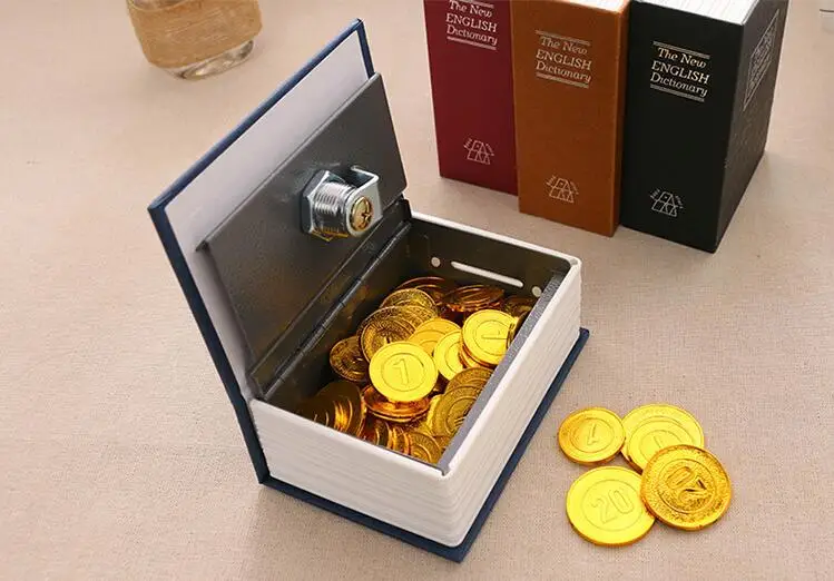 Safe Deposit Box Books Modle piggy bank Hidden Secret Security Lock Cash Coin Storage Box Kids Gift Decor simulation books 04260