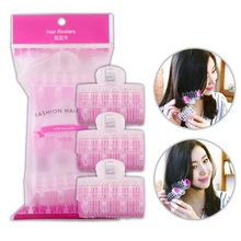 3* ролик для волос для женщин и девочек, розовые волнистые щипцы для завивки волос, самозахватывающие салонные PP пластиковые парикмахерские бигуди