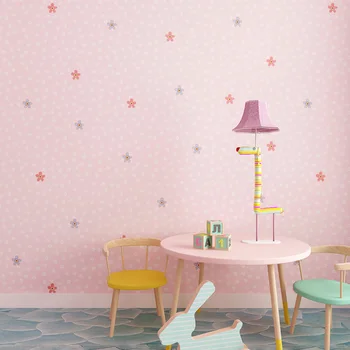 

Children's Room 3D Cartoon Pink Blue Flowers Non-Woven Wallpaper Boys And Girls Kids Bedroom Eco-Friendly Background Wall Papers