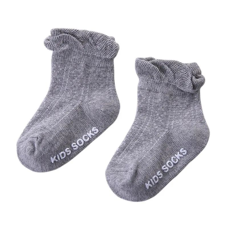 Носки для новорожденных девочек, прочный мягкий хлопок детские Нескользящие носки-тапочки носки принцессы для маленьких девочек От 1 до 4 лет - Цвет: Серый