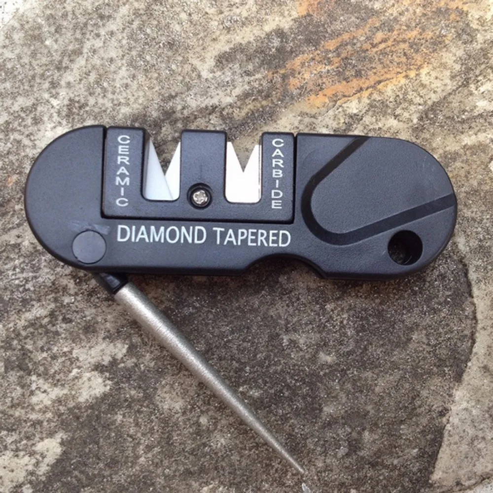 

Three Stages Ceramic Carbide Diamond Knife Sharpener Pocket Outdoor EDC Tool Fish Hook Professional Sharpening Stone
