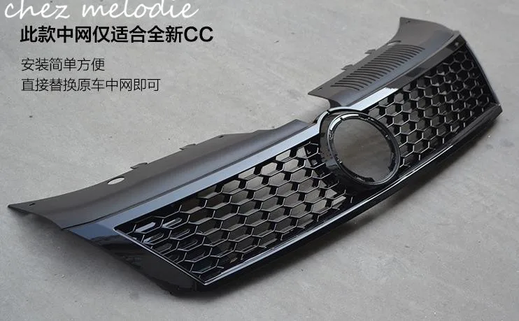 

Glossy/matt black painted Honeybomb style ABS racing car body front grill for Volkswagen CC 2013-2018, replacing type