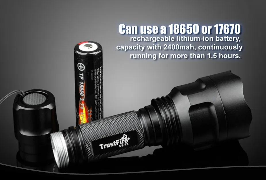 TrustFire C8 CREE XM-L 5 Режим C8-T6 18650 фонарь 1000 люменов 18650 аккумулятор