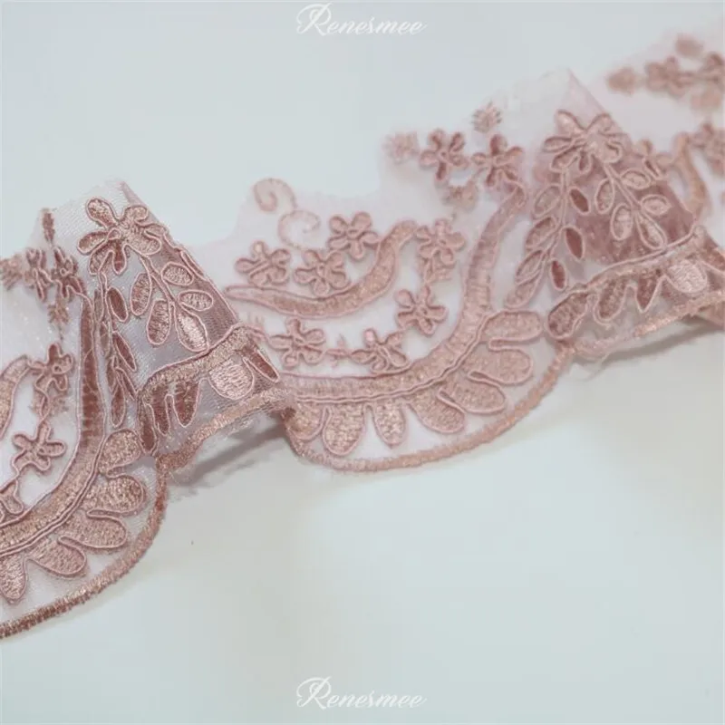 

Delicate 1Yard Cameo Brown Cording Fabric Flower Venise Venice Mesh Lace Trim Applique Sewing Craft for Wedding Dec. 8.5cm SX191