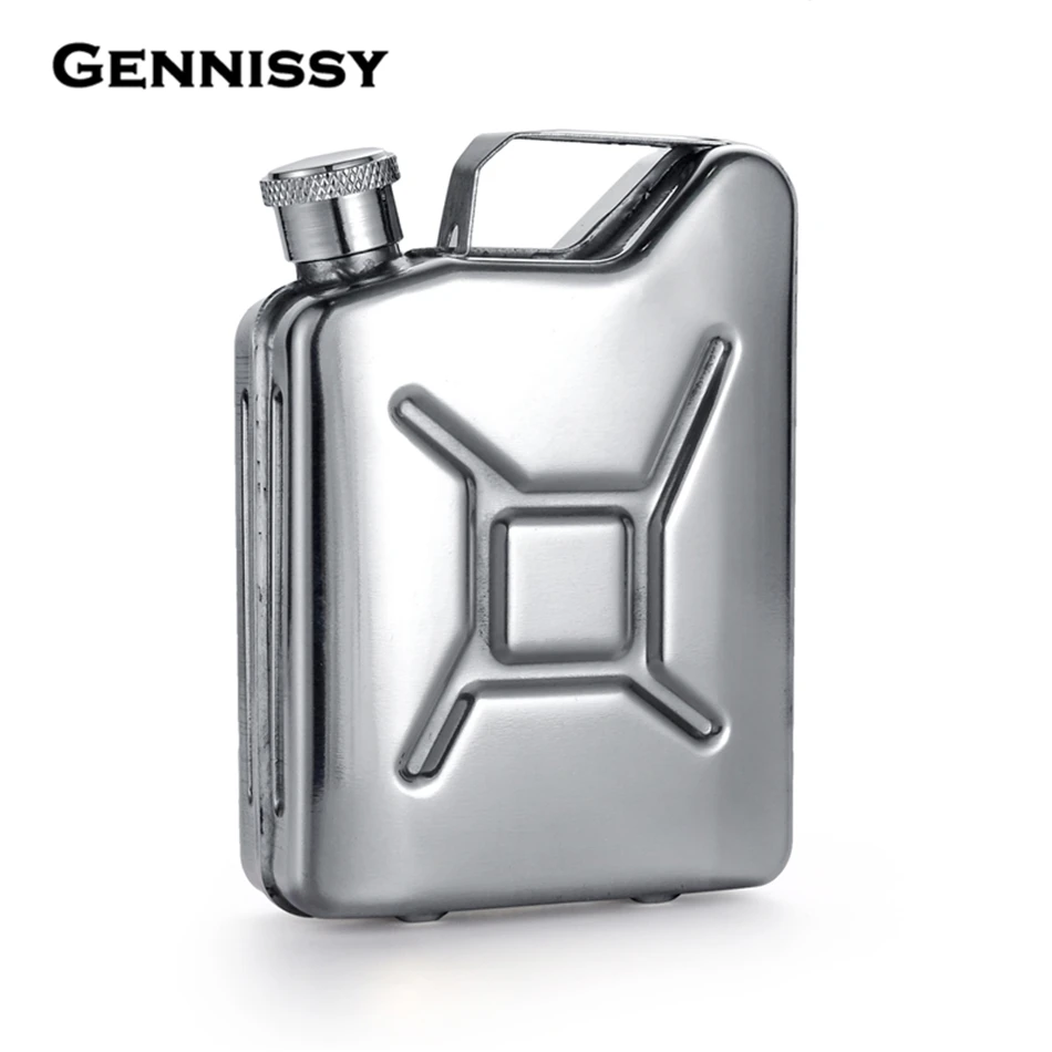 5oz Portable Stainless Steel Hip Flask Simple Box Pattern Flask for Alcohol Classic Silver Outdoor Camp