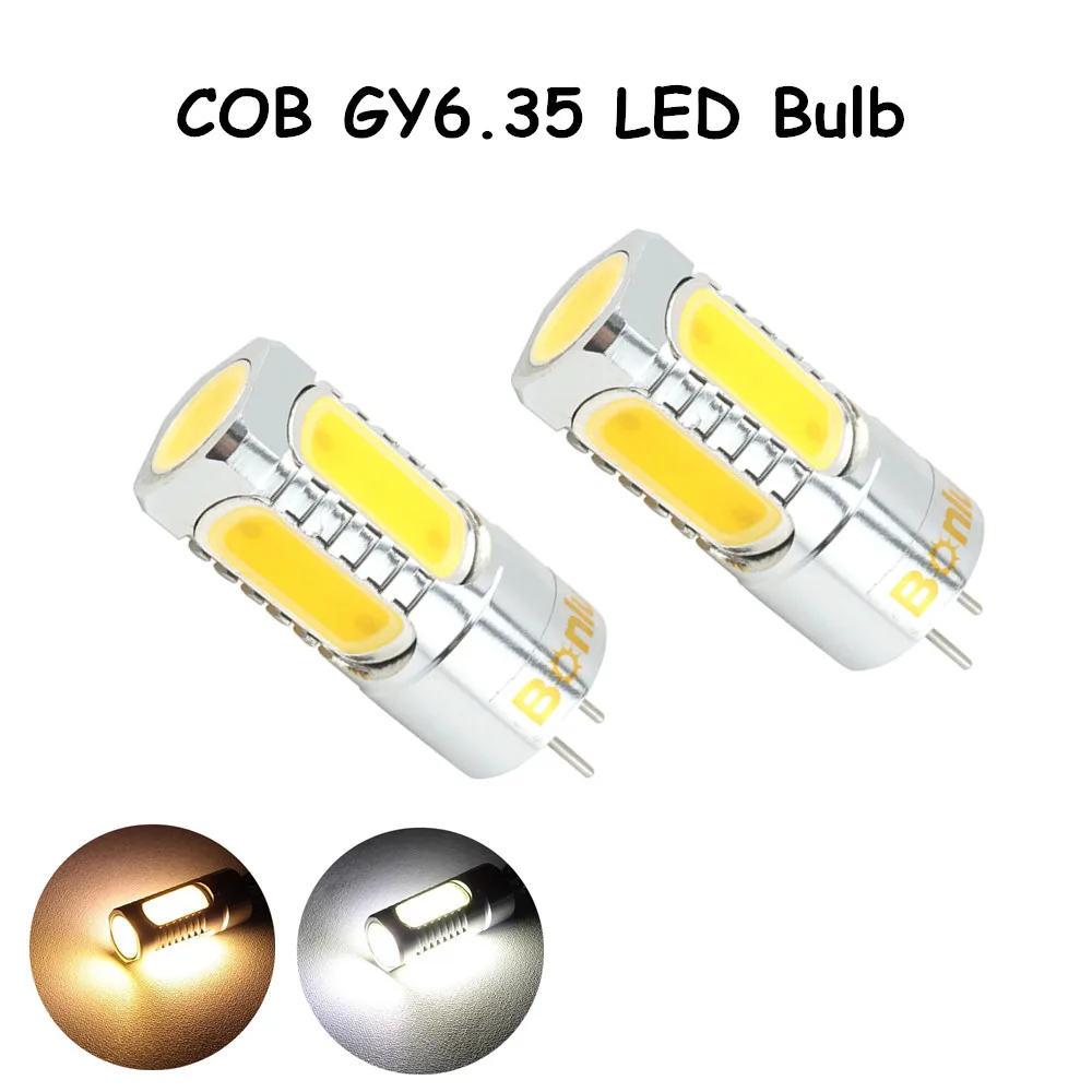 

LED GY6.35 12V AC/DC Bulb Light 450lm 5 Watts COB Leds G6.35 Bulb Replace 35-50W Halogen Lamp for Crystal Chandelier Lighting