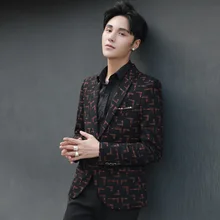 2019 Dos Homens Casual Blazer Terno Juventude Tendência Bonito Impressão Terno Fino Blazer Masculino Plus Size M 5XL