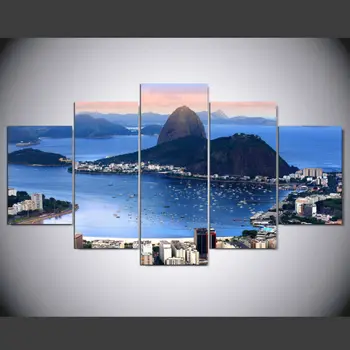 

Modern Canvas Painting Cityscape Rio De Janeiro Brazil Coastline Sun Light Place Seaside Print On Canvas Giclee Artwork