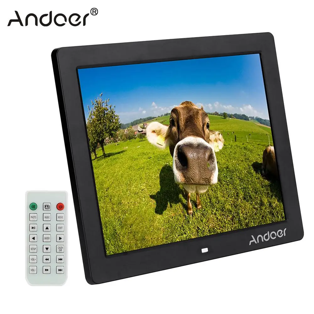 Andoer 1" HD светодиодный цифровой фоторамка 800*600 с MP4 MP3 видеоплеером электронная книга часы с календарем функция с пультом дистанционного управления