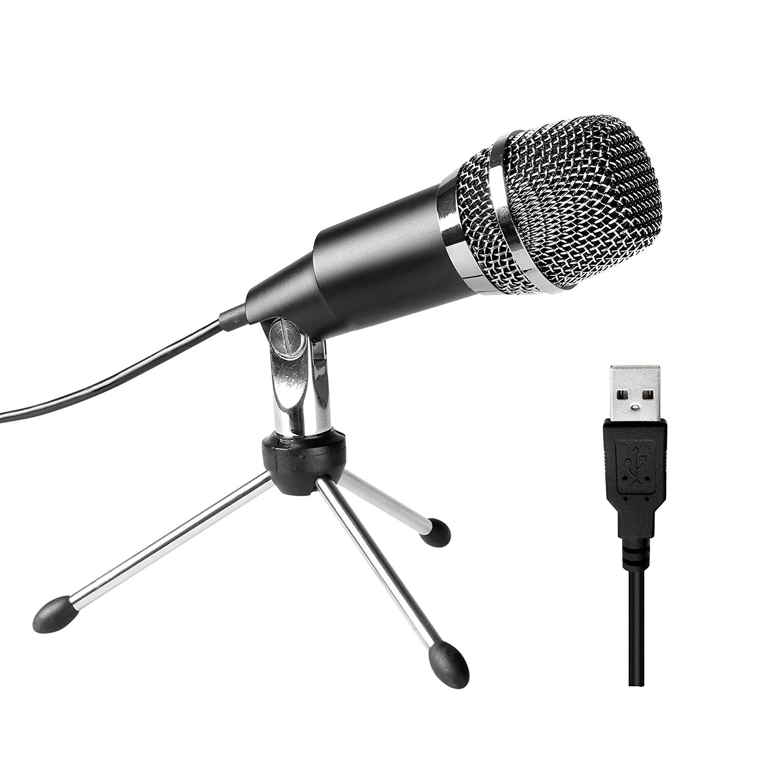 USB Microphone Plug &ampPlay Home Studio Condenser for Skype Recordings YouTube Google Voice Search Games( |
