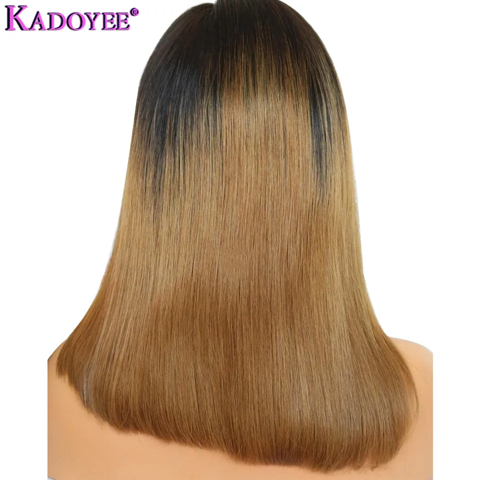 Brazilian Lace Front Human Hair Wigs Straight Short Wig Pre Plucked Remy Ombre Wig Side Part 13x4 Frontal Wig 130% 150% Density