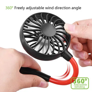 

Mini Portable Fans Hand Free Neckband Fans USB Adjustable Sport Running Rechargeable Dual Wind Head Fan Dropship