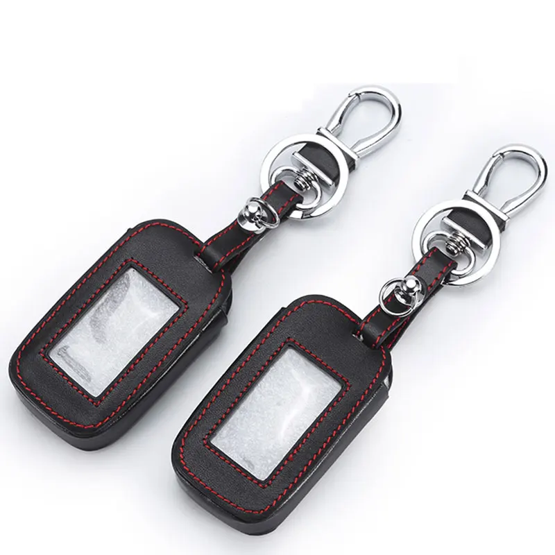 

Leather Key Cover For Starline E90 E91 E60 E61 E62 LCD Remote Control Only Two Way Car Alarm Keychain Case