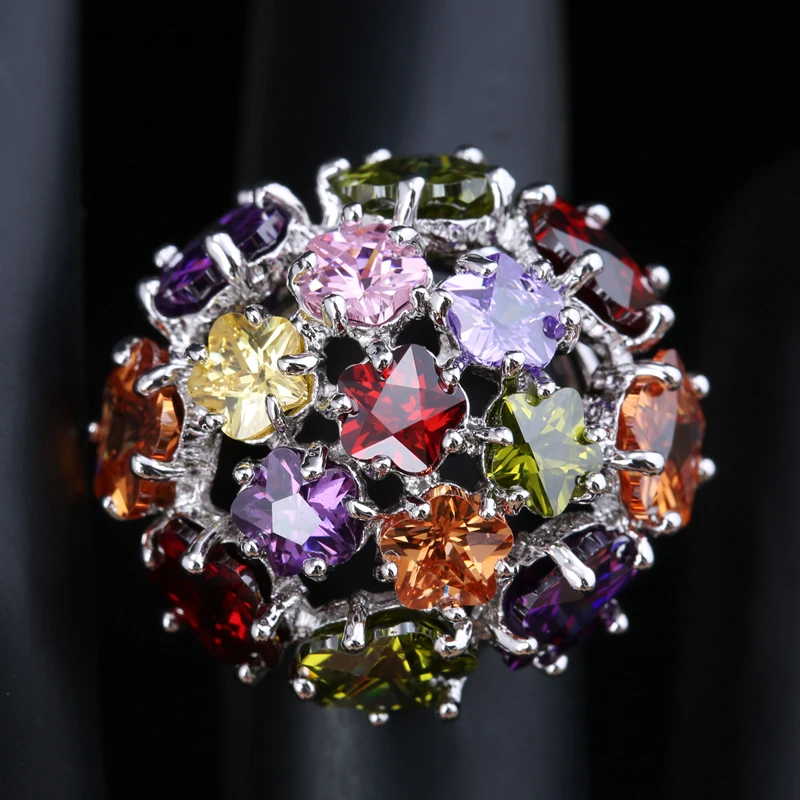 Мода 2016 года Цветы Сердце Форма Многоцветный Morganite Гранат Для женщин партии
